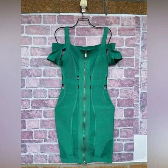 House of CB Caltina Bandage Mesh Bardot Cut out Mini Dress Size Small - Picture 10 of 13
